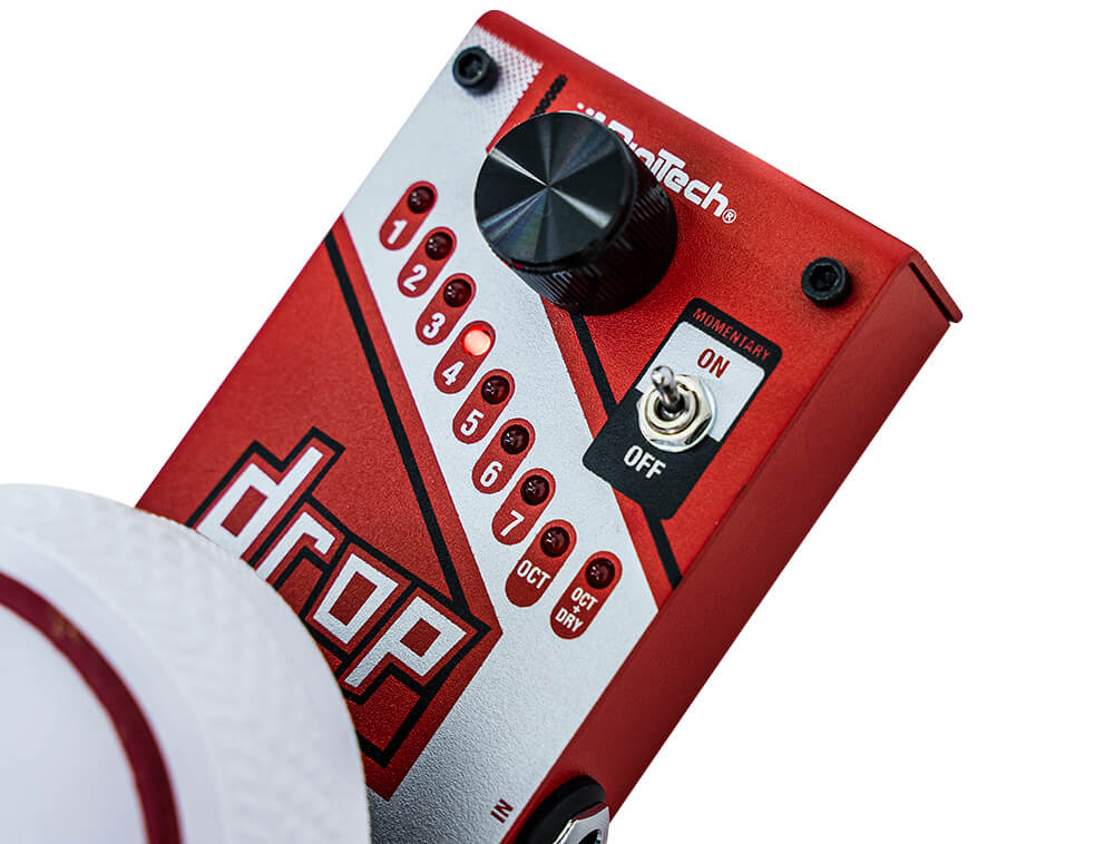 DigiTech Drop guitar pedal with shoe pressing button